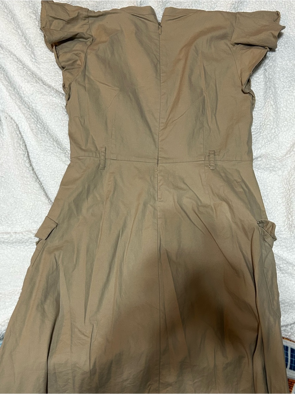 New York & Company Khaki Utility Midi Dress